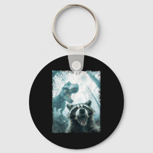 Raccoon Selfie With Tyrannosaurus T Rex Adventure  Key Ring