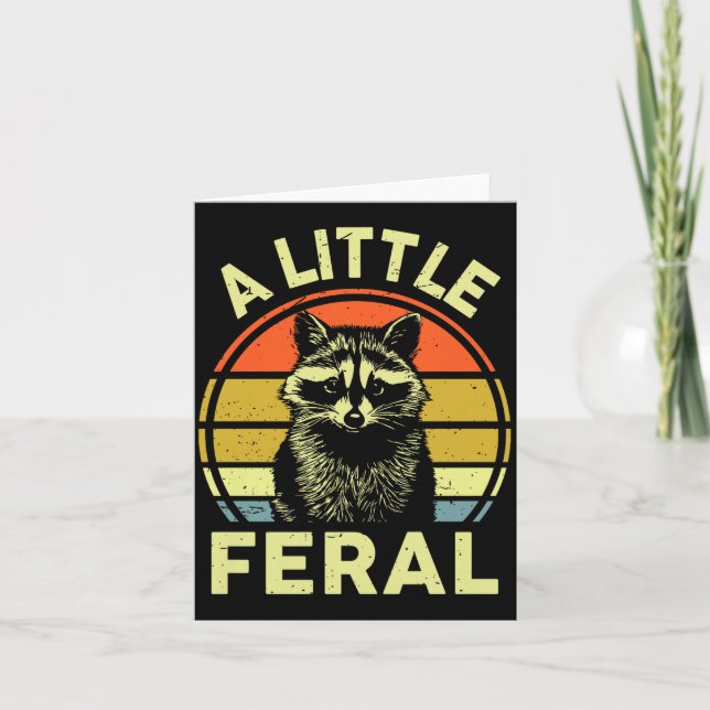 Raccoon-shirt A Little Feral Funny Raccoon Premium Card (Front)