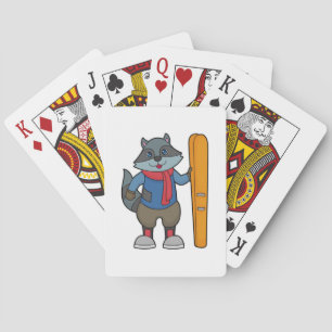 Raccoon Skier Ski Playing Cards