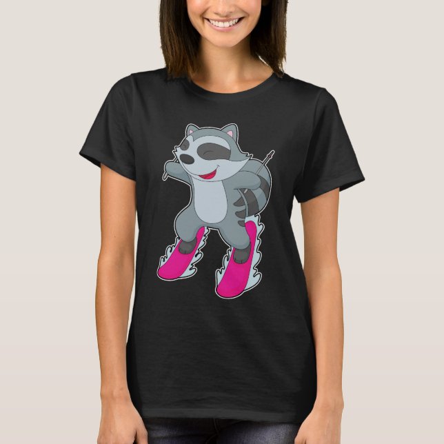 Raccoon Skier Ski T-Shirt (Front)