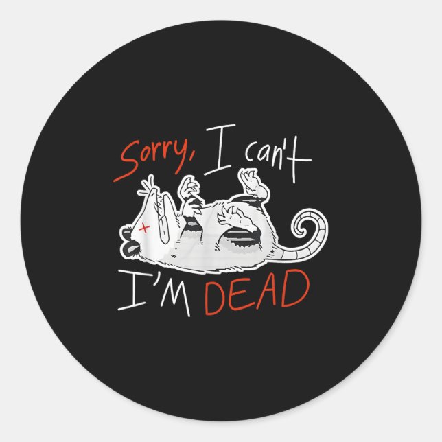 Raccoon Sorry I Can't I'm Dead Rat  Classic Round Sticker (Front)