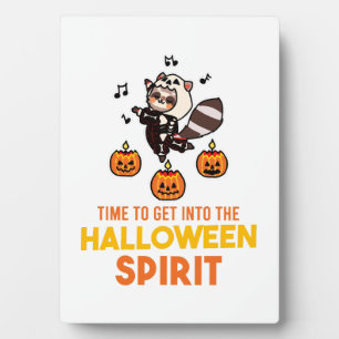 Raccoon Spirit Halloween Pumpkin Party Plaque