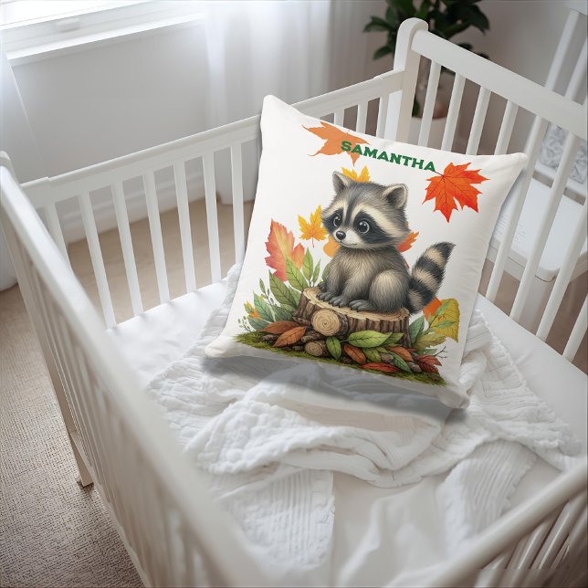  Raccoon Throw Pillow Autumn Raccoon Pillow Cover (Creator Uploaded)