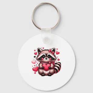 Raccoon Valentine Hearts  Key Ring