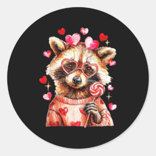 Raccoon Valentines Day Funny Feral Raccoon Love He Classic Round Sticker
