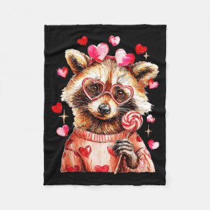 Raccoon Valentines Day Funny Feral Raccoon Love He Fleece Blanket