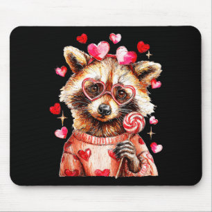 Raccoon Valentines Day Funny Feral Raccoon Love He Mouse Pad