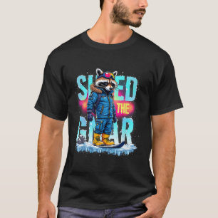 Raccoon Winter Sports Men Ski Shred The Gnar Snowb T-Shirt