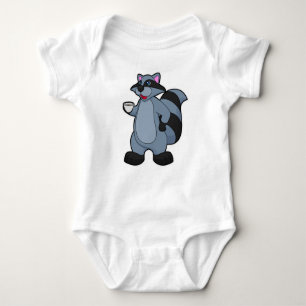 Raccoon with Cup of Coffee Baby Bodysuit
