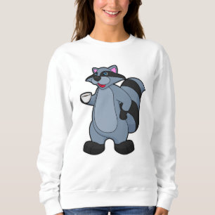 Raccoon with Cup of Coffee Sweatshirt