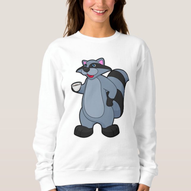 Raccoon with Cup of Coffee Sweatshirt (Front)