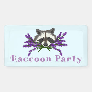 Raccoon with lavender. Raccoon Party Banner