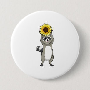 Raccoon with Sunflower 7.5 Cm Round Badge