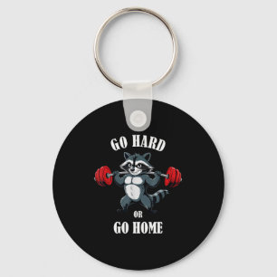 Raccoon Workout Lifting Weights Doing Squats Funny Key Ring