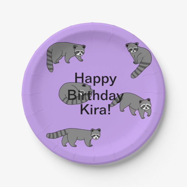 Raccoons Birthday Paper Plate (Front)