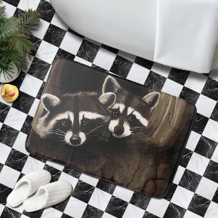 Raccoons Brown Cute Tree Bath Mat
