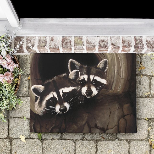 Raccoons Brown Cute Tree Doormat (Creator Uploaded)