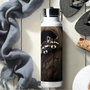 Raccoons Brown Cute Tree Water Bottle