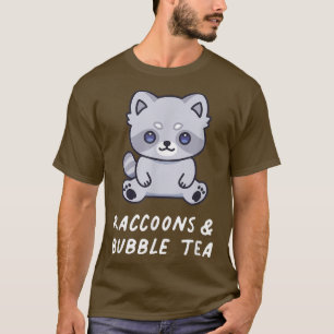Raccoons & Bubble Tea Cute Kawaii Lover Aesthetic T-Shirt