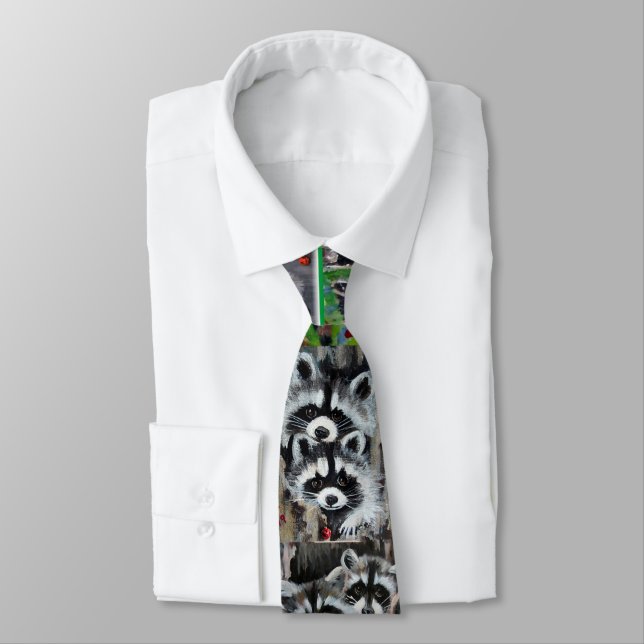 Raccoons Galore Ties (Tied)
