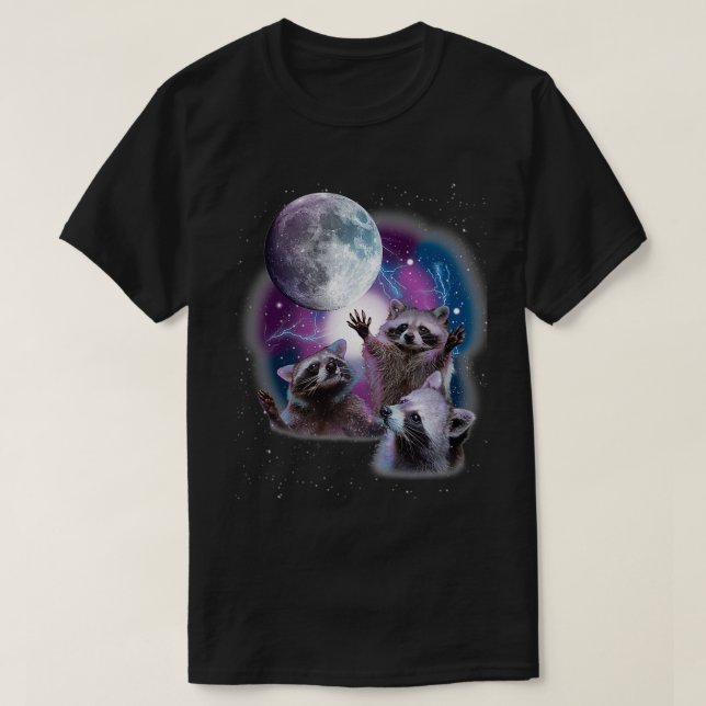 Raccoons Howling at the Moon Shirt Funny Racoon C (Design Front)
