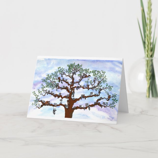 Raccoons in a Tree Note Card (Front)