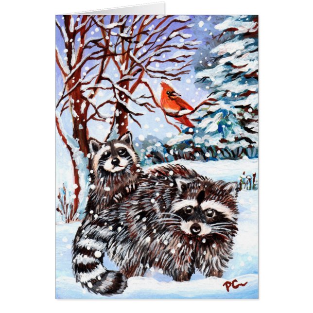Raccoons in the Snow (Front)