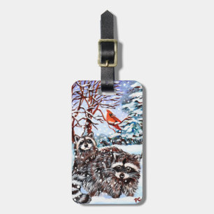 Raccoons in the Snow Luggage Tag
