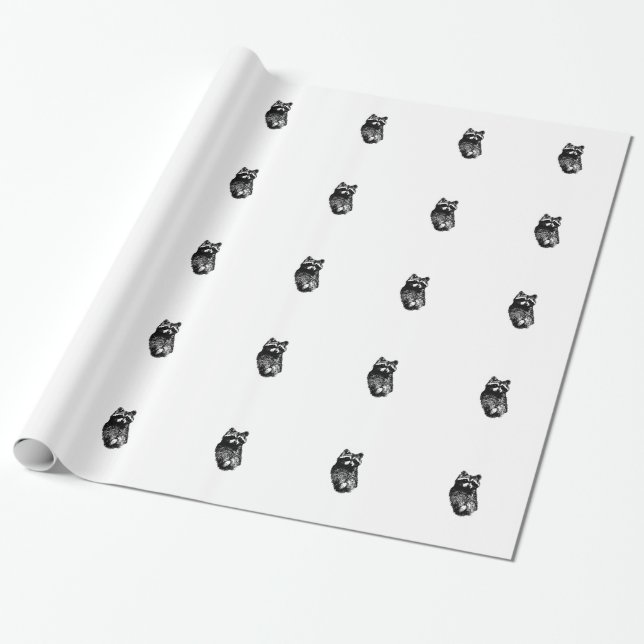 Raccoons Pattern Wrapping Paper (Unrolled)