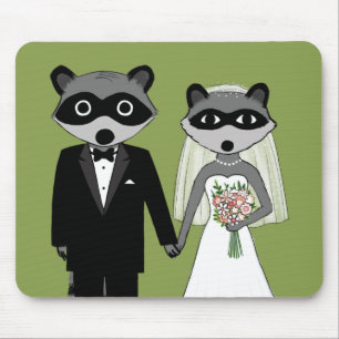 Raccoons Wedding Bride and Groom Mouse Pad