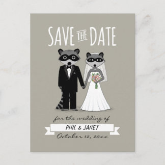 Raccoons Wedding Save the Date Announcement Postcard