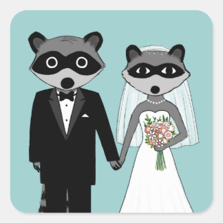 Raccoons Wedding Square Sticker
