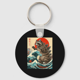 Raccoonzilla Racoon Japanese Art Funny Men Women  Key Ring