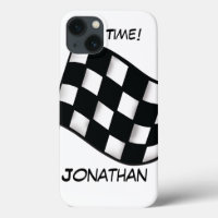 Race Black White Chequered Flag Name Personalised