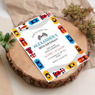 Race Car 10th Birthday Invitation