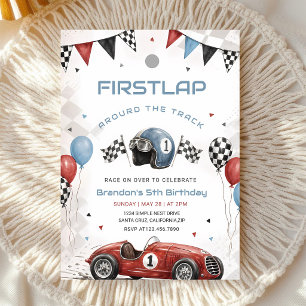 Race Car 1st Birthday Invitation