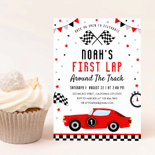 Race Car 1st Birthday Invitation