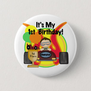 Race Car 1st Birthday Tshirts and Gifts 6 Cm Round Badge