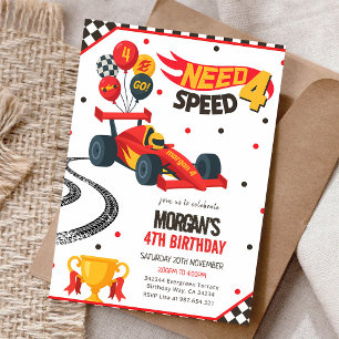 Race Car 4th Birthday Invitation