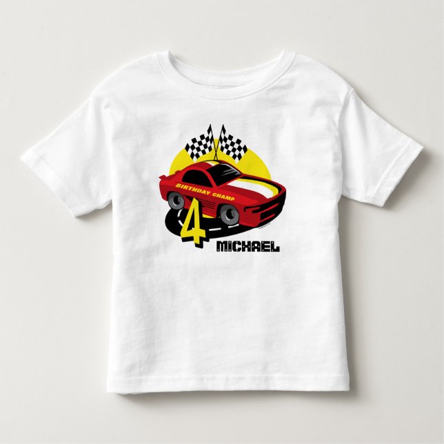 Race Car 4th Birthday Shirt (Front)