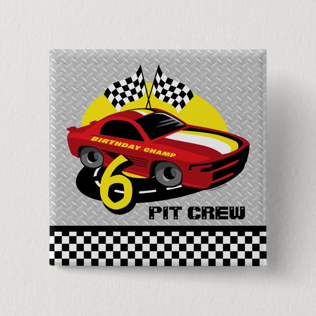 Race Car 6th Birthday Button (Front)