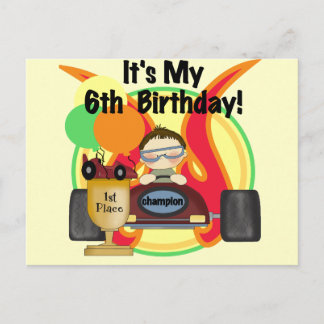 Race Car 6th Birthday Tshirts and Gifts Postcard