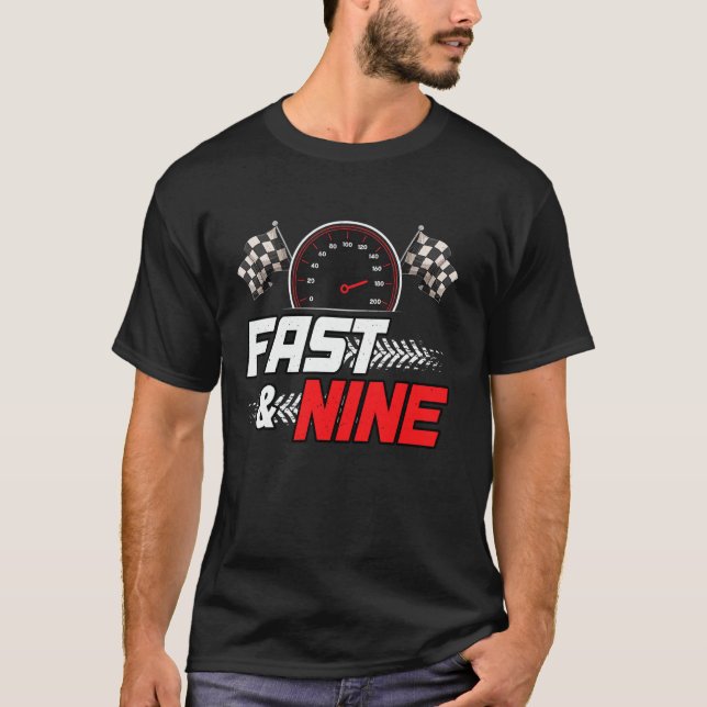 Race Car 9th Birthday Boy 9 Year Old Racing Car Dr T-Shirt (Front)