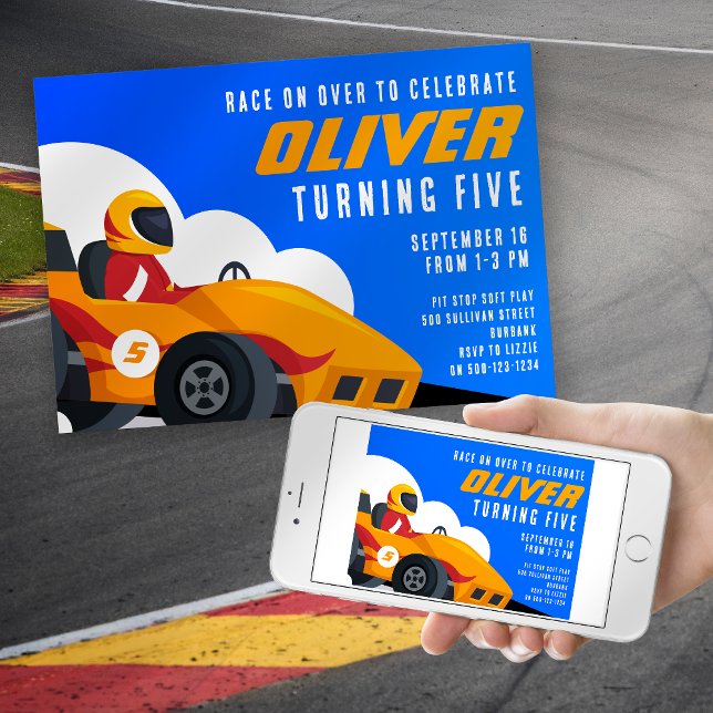 Race Car Any Age Birthday Party Invitation (Creator Uploaded)