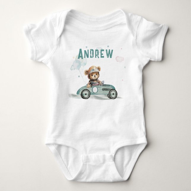 Race Car Baby Bear Bodysuit (Front)