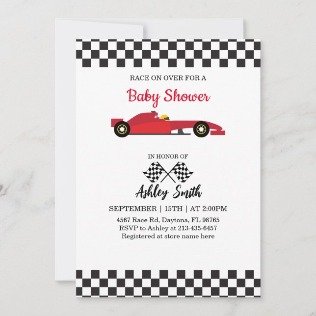 Race Car Baby Boy Shower Invitation (Front)
