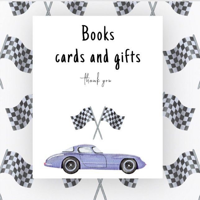 Race car baby shower Books cards and gifts Poster (Creator Uploaded)