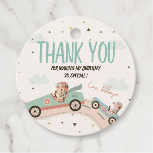 Race Car Baby Shower Circle Thank You Favour Tag