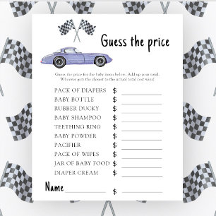Race car baby shower Guess the price! Game