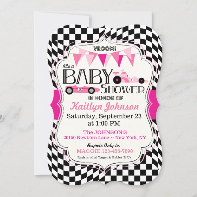 Race Car Baby Shower Invitation Card (Front)